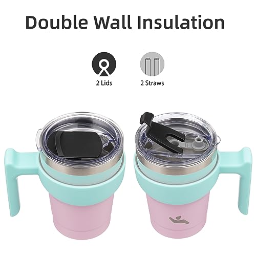 Image of Konokyo 10 oz Tumbler with Handle and Straw, Insulated Travel Mug