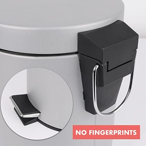Home Treats Bathroom Bin 3L - Small Pedal Bin for Bathroom Bin With Lid Soft Close Hinge, Toilet, Restroom Stainless Steel Rubbish Waste Bin with Removable Inner Bucket Silver White Black (Silver)