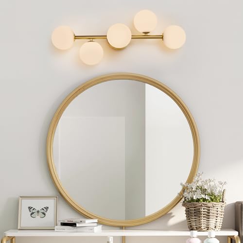 Image of Modern Bathroom Vanity Light Fixtures,LED Brushed Gold Wall Sconce Lighting