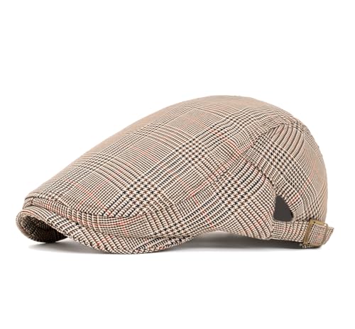 Image of Cotton Newsboy Cap,Breathable Ivy Gatsby Cabbie Beret Hat for Men's Women Driving Hunting Golf
