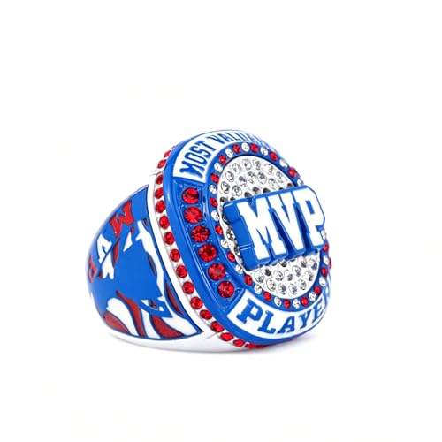 TOPSPORTSJEWELRY Most Valuable Player all sports MVP championship ring size 9.5 (White blue MVP ring)