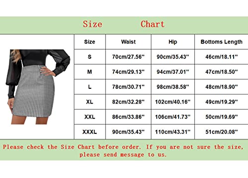 PAIDAXING Sous Jupe Fluff Femme Sexy et Tendance Taille Haute Jupe Trapèze Imprimé Pied de Poule Jupe Mignonne Jupe pour Adolescentes Filles, Noir , 3XL – vue 5