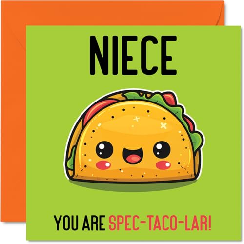 Birthday Cards for Niece - Spec-Taco-lar - Funny Happy Birthday Card for Niece from Uncle Auntie Aunt, 145mm Joke Greeting Cards Women Her