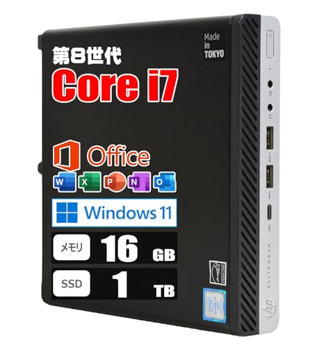 �y�����ςݕi�z�~�jPC / ��8���� Core i7 8700T / 16GB / SSD 1TB / MS Office 2019 / Windows 11 Prodesk/�h���C�u�񓋍�/HP EliteDesk 800 G4 DM Mini 800G