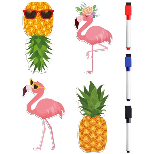Cruise Door Decorations Magnetic, 4 Pcs Pineapple Flamingo Tropic...