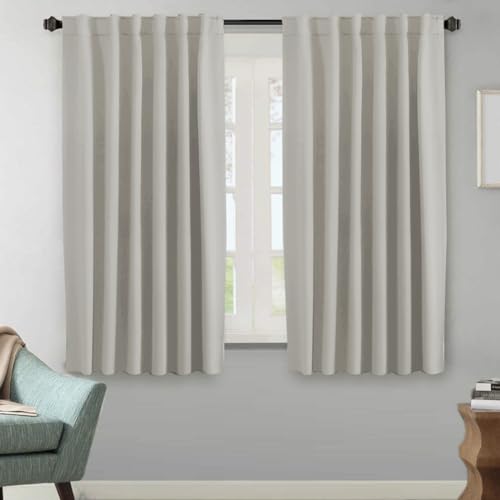 Image of H.VERSAILTEX Blackout Curtains Thermal Insulated Window Treatment Panels Room Darkening Blackout Drapes for Living Room Back Tab /Rod Pocket Bedroom Draperies (2 Panels, Pale Oak, 52 x 63 Inch)