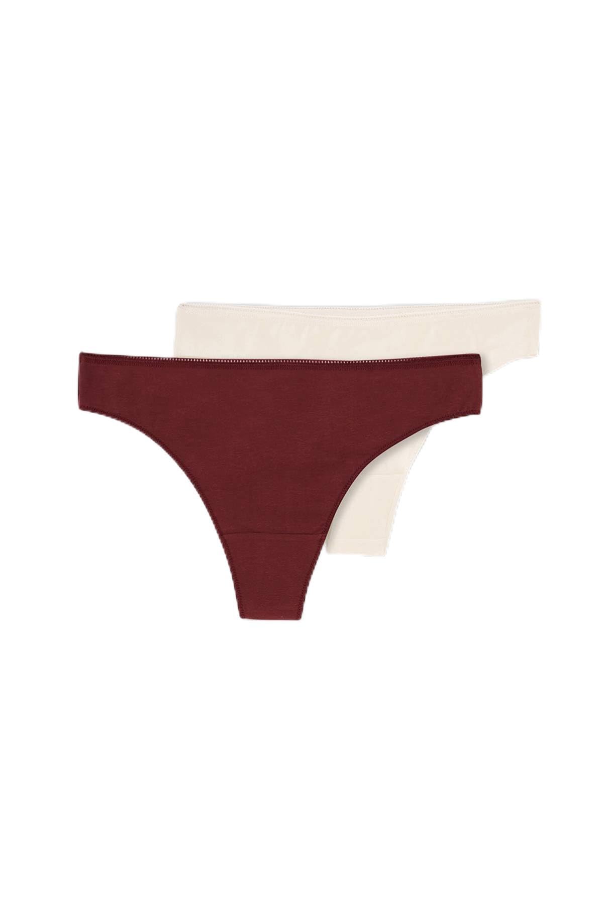 Dagi Women's 2 Pack Regular Waist Thong Panties, Multicolor, M