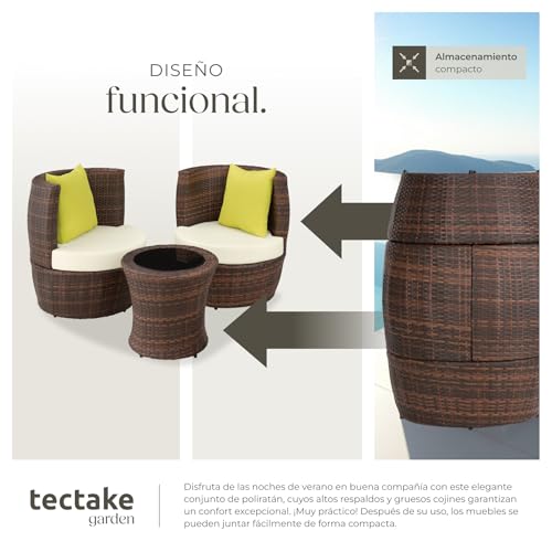 Conjunto de terraza para balcones pequeños con dos sillas compactas tectake 5