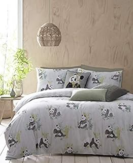 Furn Pandas Duvet Cover Set, Cotton, Mint, Single