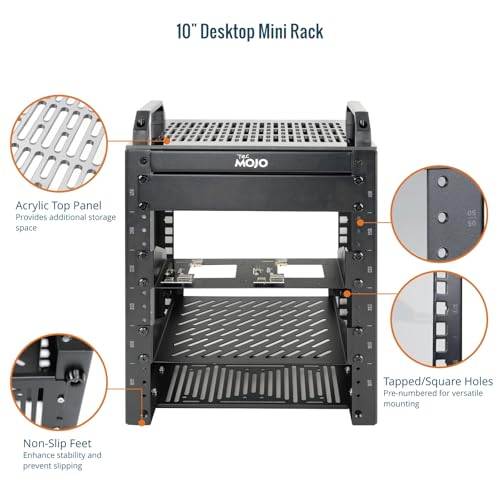 Image of Tecmojo 6U Network Rack, 10 inch Mini Server Rack with 2 Side Translucent Panels & 2 Top Handles, 7.87 inch Deep, for 10 inch IT Equipment & A /V Devices, Black