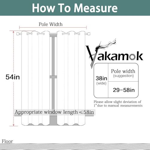 Yakamok Light Beige Curtains Room Darkening Thermal Insulated with Grommet Window Curtain for Bedroom, 38Wx54L inch, 2 Panels