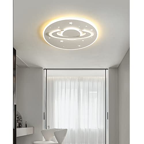 Plafonnier LED créatif rond blanc à intensité variable avec télécommande motif étoile