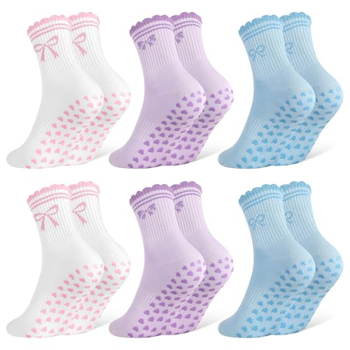 Image of Jspupifip Cute Pilates Socks for Women | Non Slip Yoga Socks with Grips for Barre Workout Athletic Hospital
