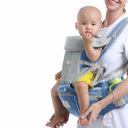 SONARIN Transpirable 3 en 1 Mochila Portabebés con Asiento de Cadera,Portabebé Ergonómico Multifuncional Portador de Bebé Multiposición para Recién Nacidos 0-36 Meses(Azul) - imagen 2