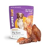 SUPER CAN BULLYSTICKS Natural Pig Ears, Premium Graded Pork Chews for All Dog Breeds.