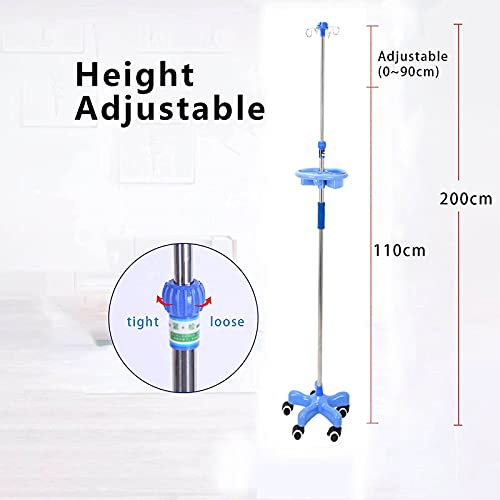 Support de perfusion médical premium télescopique en acier inox durable - 6