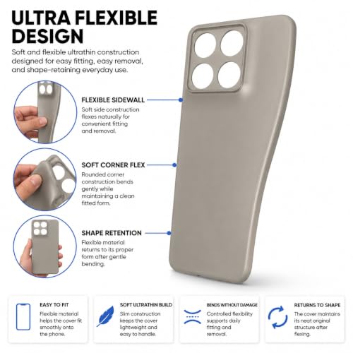 Image of FIRST MART Back Cover for Motrola Edge 70 | Ultra-Thin Frosted Matte Semi-Transparent Silicone Case, Anti-Slip Grip, Precise Fit | Grey