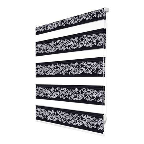 Brillant Doppelrollo Klemmfix ohne Bohren Schwarz Silber, 90x150 (BxH),...