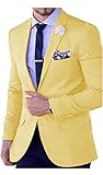 Men's Suit Jackets Regular Fit Formal Blazer Classic Tuxedos for Wedding Groomsmen(Jacket)(Yellow,54)