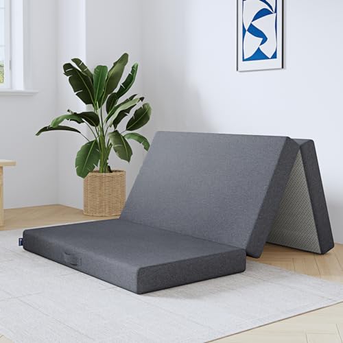Avenco Colchón Plegable, colchón Plegable de 3 Piezas de Espuma, con asa de Transporte, extraíble y Lavable, para Viaje, Colchon Invitados, 75 x 195 x 12 cm