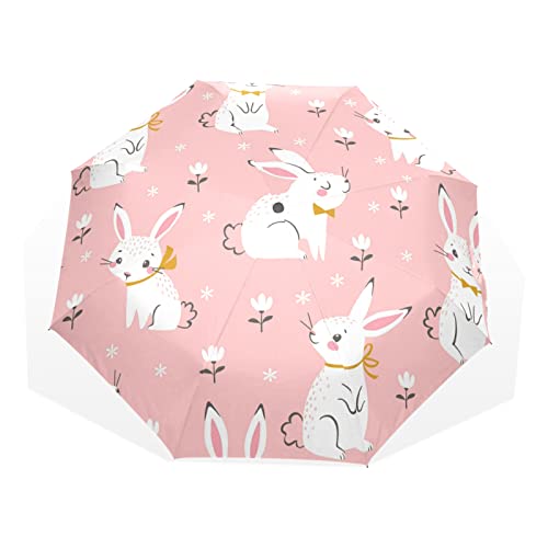 Parapluie 3 plis lapin et fleurs ultraléger et pliant pour les voyages