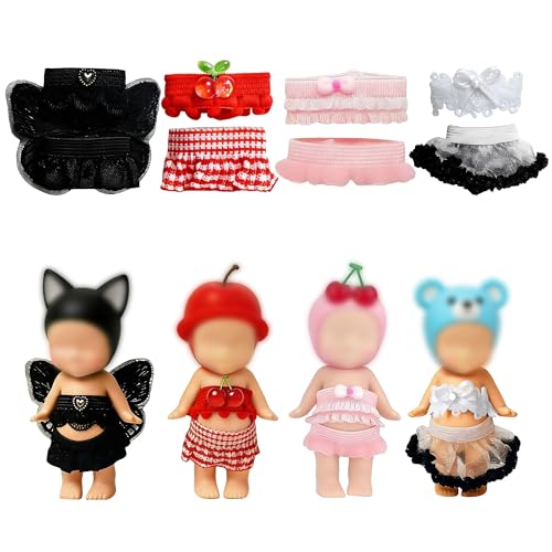 4Pcs Doll Clothes for Sonny Angel 3 Inch Mini Doll Outfit Set Tops Skirts