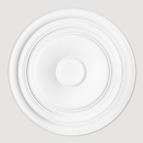 Living Heat White Mensa - Modern Concentric Ceiling Rose - Lightweight Polyurethane 62Cm X 4Cm