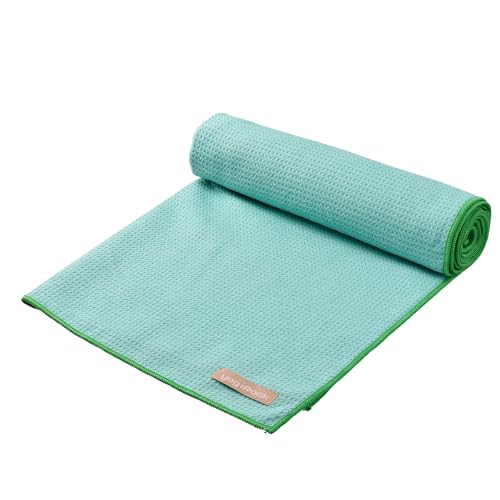 yogiRock ヨギロック マイクロファイバー ワッフル ヨガタオル 145×63cm 183×63cm 2サイズ 3カラー ずれにくい ヨガマットポケット 抗菌機能付 ホットヨガ ヨガラグ ブルー 183cm×63cm（Amazon）