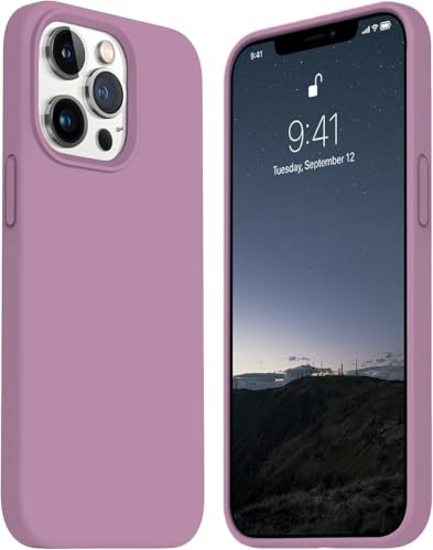 Image of DIZORO Microfiber Candy Case Compatible for iPhone 13 Pro Max Shockproof Slim Back Cover Liquid Silicone Case - Lilac