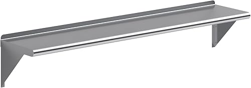 Vista 42 de AmGood Estante de pared de acero inoxidable de 60 pulgadas de largo x 8 pulgadas de profundidad Certificado NSF Estantería de metal