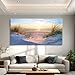 Canvas Wall Art For Living Room Super Large Size Wall Decor For Office Canvas Art Framed Pictures Artwork Blue Sun Beach Grass Ocean Landscape Paintings Bedroom Decor Seascape Draw Home Decorations