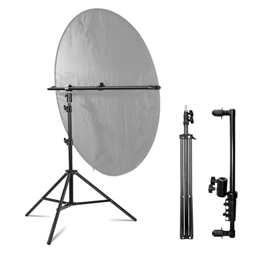 YUOCU Brazo de soporte reflector extensible con soporte de luz de trípode de 2 m, soporte reflector giratorio de 360° para estudio de retrato de productos, fotografía al aire libre de 25.5 a 47.2
