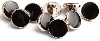 10 elegantes botones de plástico de 11 mm (1,1 cm), con esmalte, color negro, redondos, para coser, coser y decorar
