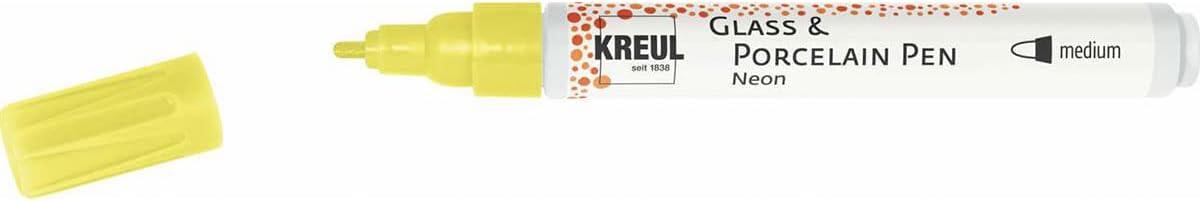 Another neon porcelain paint pen is the KREUL - Glass & Porcelain Pen Neon yellow.