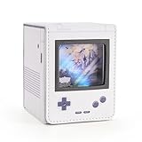 デッキケース トレカケース 推し窓 100枚収納 ゲーム機型 二重 三重スリーブ対応 縦入れ 仕切り2つ付き 革 可愛い (白) image