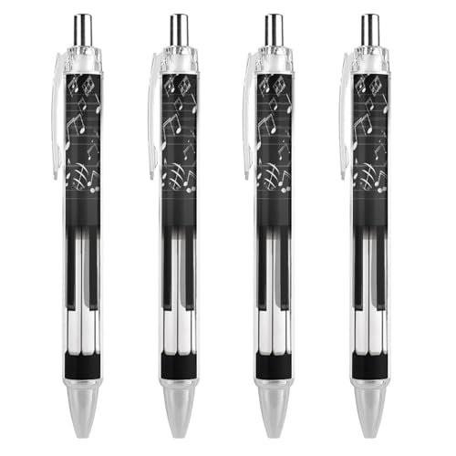 Stylos à bille rétractables noirs motif musique, le cadeau idéal pour musicien et enseignant
