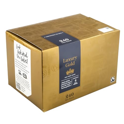 Box of 240 Luxury Gold Tea Bags, Full Bodied Blend, Strength 4, Compostable, 750g