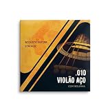 Jogo de Cordas para Violão Aço com Bolinha – Encordoamento Completo para Violão Folk (0,10mm)