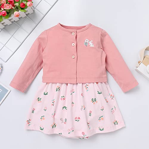 Baby Easter Dresses For Toddler Girls Summer Holiday Dress Fall Clothes Spring Sweater Cardigan Birthday My First Easter Outfit Infant Newborn Coming Home Outfits Pink Bunny 6-9 Months #TOP1
