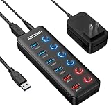 Powered USB 3.0 Hub, ABLEWE 6-Port USB Data Hub(12V/3A)with 2*QC 3.0(36W)Fast Charging Ports and 4*U
