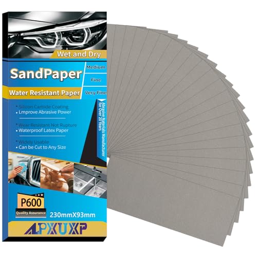 Papel De Lija, 30 Pieza 600 Grano,Papel de lija húmedo y seco, Para La Industria Automotriz de Lijar, molienda de metales，Muebles de Madera de Acabado