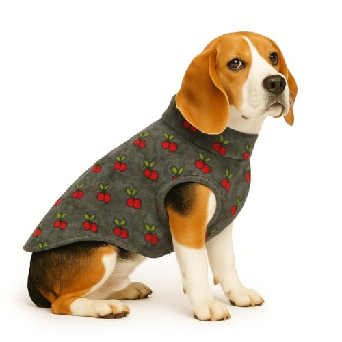 Image of The Pets Company Dog Winter Coat Jacket, Clothes, Windproof, Reversible, Light Weight, Washable, Ultra Warm Thick Fleece Lined Dog Vest for Cold Weather Protection, (Grey Cherry, Medium - 20 Inch)