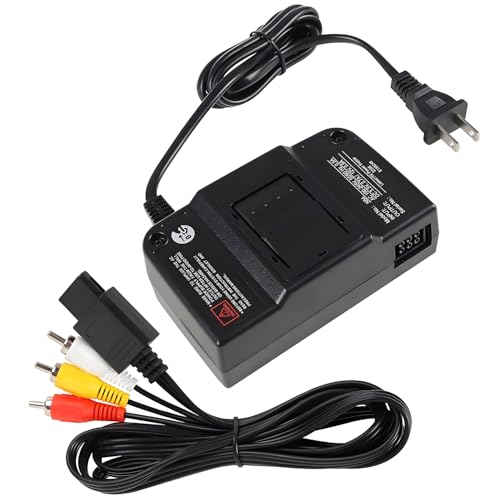 N64 Power Supply with N64 AV Cable and N64 Power Cord, Composite Video Cable & Replacement AC Power Supply Adapter Set for Nintendo External TV Screen Monitor