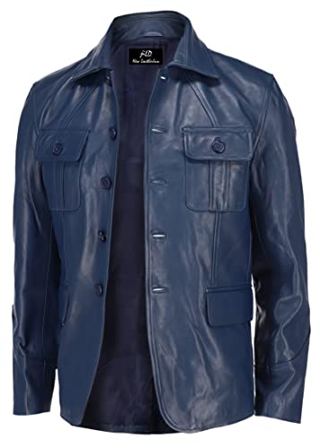 Image of Jild Lambskin Leather Jacket Men Casual Coat - Notched Collar Classic Bond's Style Ultimate Leather Blazer for Men