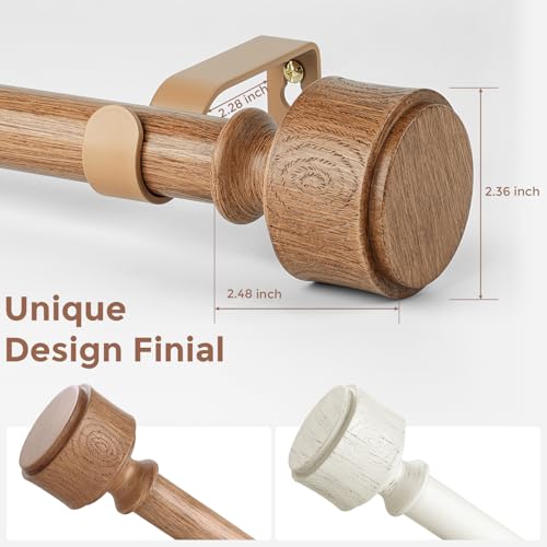 Wolistsa 2 Pack Wood Curtain Rod 36-91 Inch, Boho Faux Wood Drapery Rods by Wolistsa - Used condition - Image 6