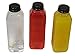 Empty Clear Plastic Juice Bottles Milk Bottles Food Grade BPA FREE with Black Tamper Evident caps 16 oz. plus 10" straws - white labels - 8 sets - 8 juice bottles with lids -8 straws -8 white labels.