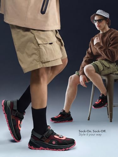 Image of The Souled Store Rovers: Men and Boys Low Top Streetwear Fashion Trainer Engineered Breathable Mesh Rugged Chunky Sole Velcro Strap Closure Lightweight Mules