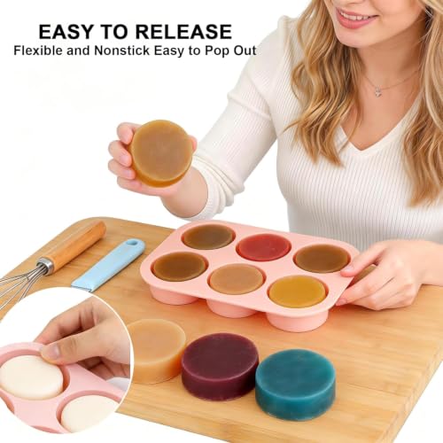 Image of Curated Cart Silicone Soap Mould for Soap Making- 6-Cavity Soap Mold for Making Handmade Soaps, Bath Bombs, Candles, Non-Stick Flexible Silicone Mould for DIY Soap Making, Multicolor (Pack of 1)