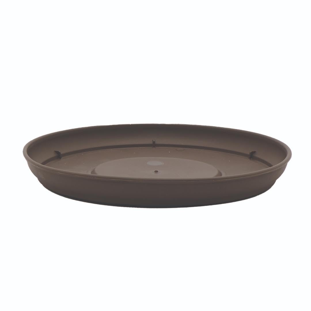 The HC Companies 7 Inch Round Marina Plastic Plant Saucer - Indoor Outdoor Plant Trays for Pots, Chocolate