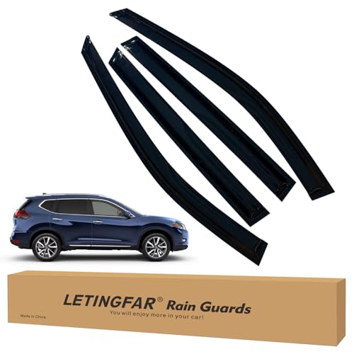 LETINGFAR Window Visors Rain Guards for Nissan Rogue 2014 2015